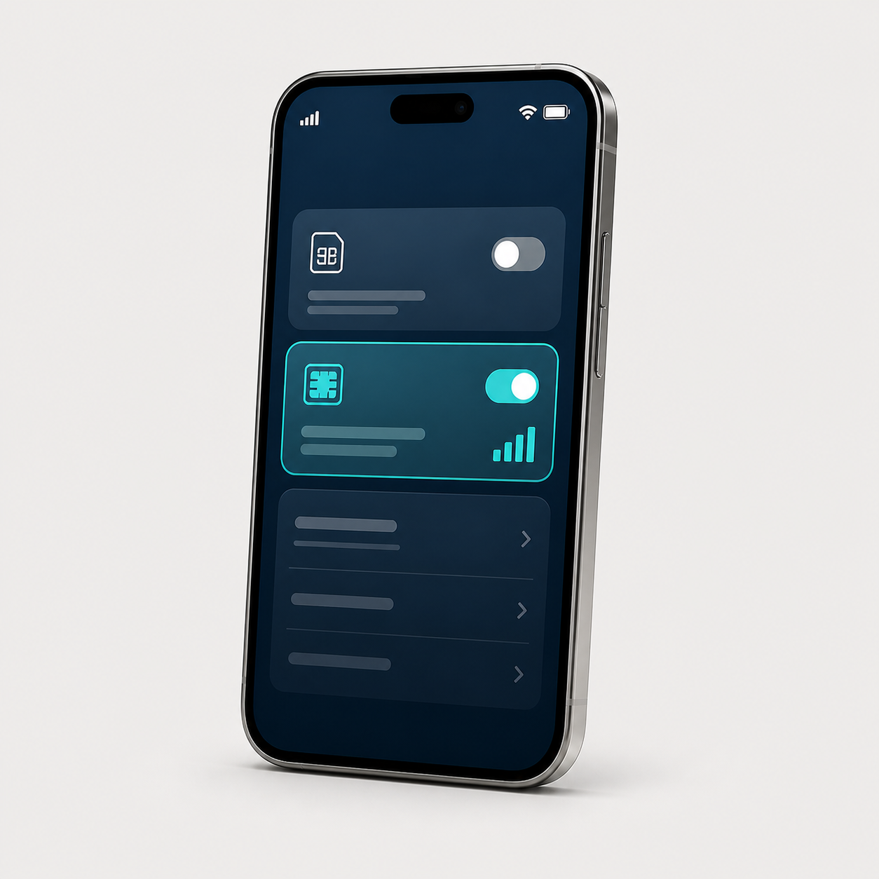 Digital travel eSIM shown on a smartphone